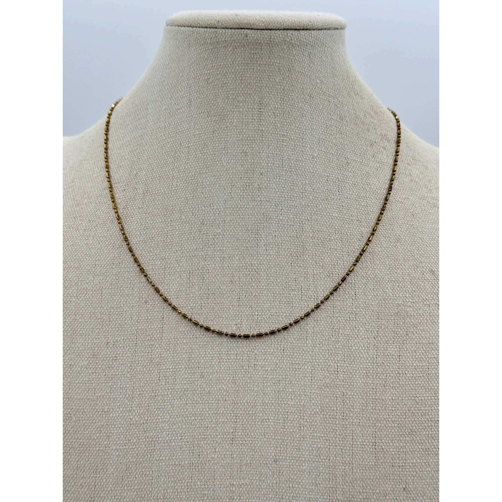 18KGE Gold Electroplated Ball and Cylinder Bead Chain Necklace Minimalist